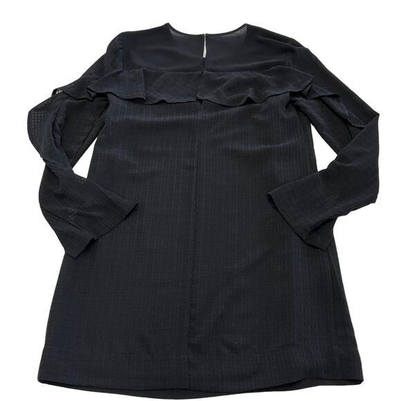 BCBGMaxAzria Dress Womens XX Small Black Ruffle Sleeve Mini Shift LBD - Picture 4 of 10